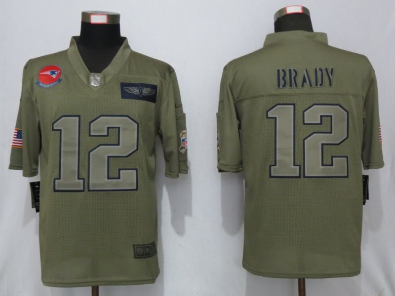 Men New England Patriots #12 Brady Nike Camo 2019 Salute to Service Limited NFL Jerseys